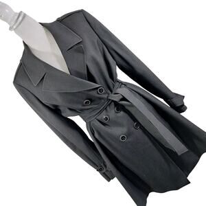 TAHARI! CHARCOAL GRAY ULTRA TAILORED DOUBLE BREASTED JACKET, COAT! SZ 16